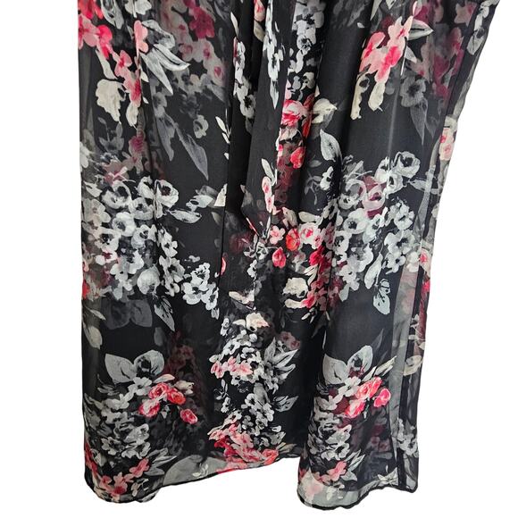 White House Black Market Sleeveless Blouse Black Floral Print Women 0 Tank Top - Picture 3 of 7